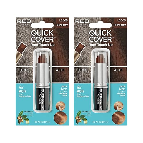 RED by Kiss Quick Cover Root Touch Up Stick, Water-Resistant Temporary Gray Hair Concealer with Brush for Roots and Beard, Long-Lasting Coverage, Easy