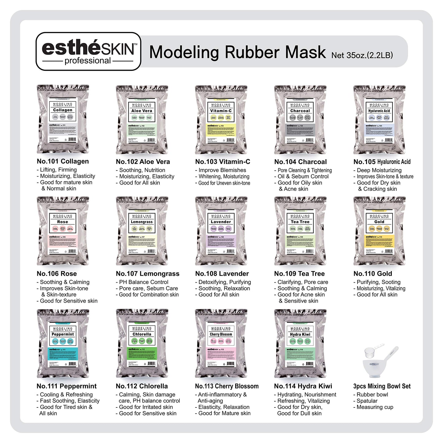 estheSKIN No.108 Lavender Modeling Mask Powder for Professional Facial Treatment, 35 Oz. (2 pack)