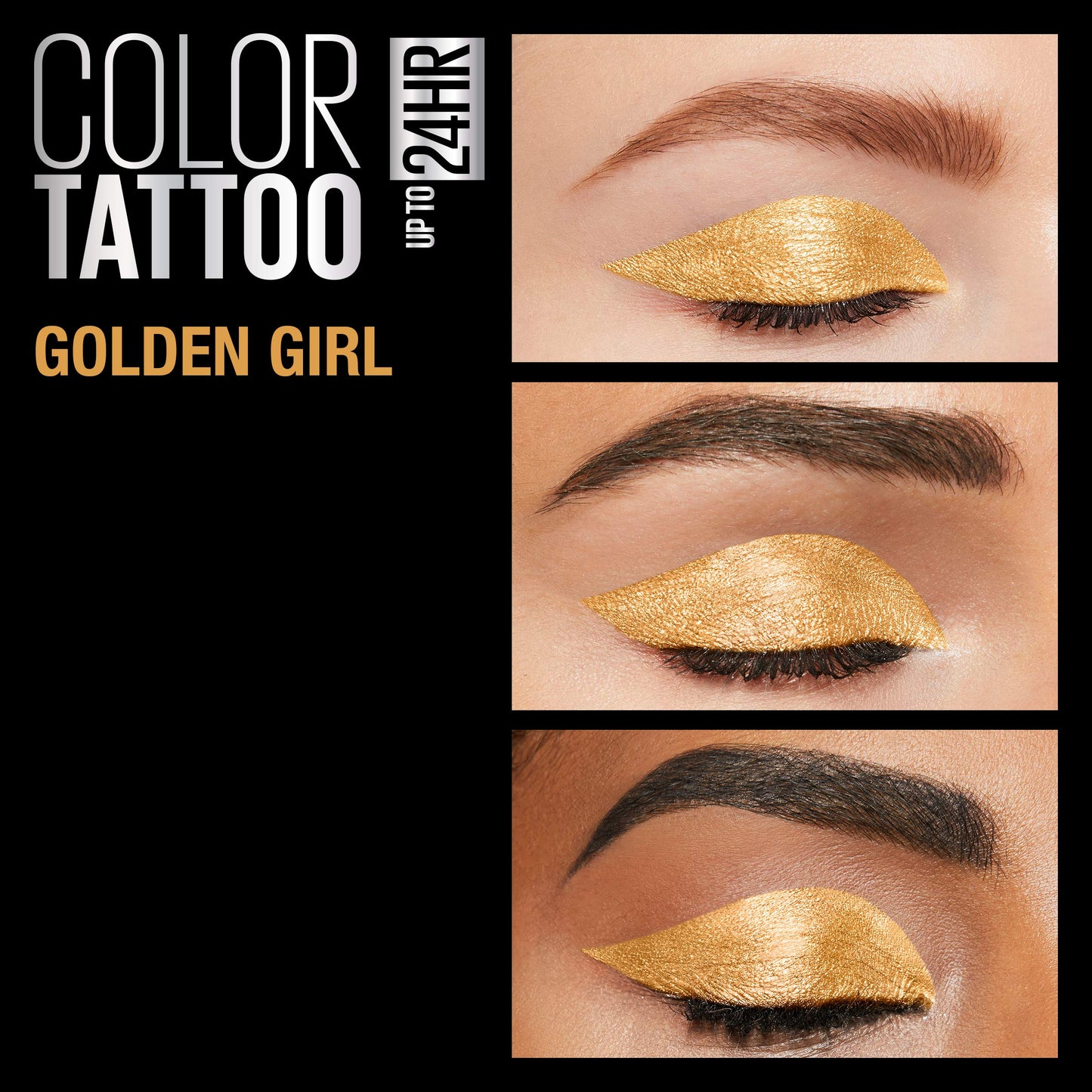 Maybelline New York Color Tattooup to 24Hr Longwear Waterproof Fade Crease Resistant Blendable Cream Eyeshadow Pots Makeup, Golden Girl, 0.14 oz