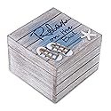 CoTa Global Aqua Sky Relax Wooden Box - Large Handcrafted Nautical Trinket with Sandals and Starfish Decoration, Accent Tabletop Home Decor, Beach…