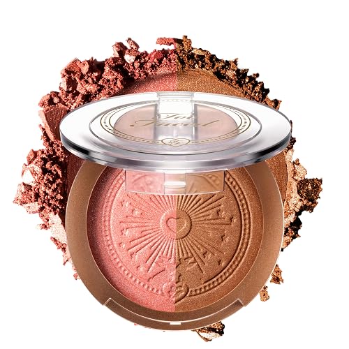 Too Faced Sun Bunny Blushing Bronzer | Dual-Shade Sheer, Luminous Bronzer Blush with Pink Undertones to Mimic Natural Flush, Strawberry Bunny, 0.28