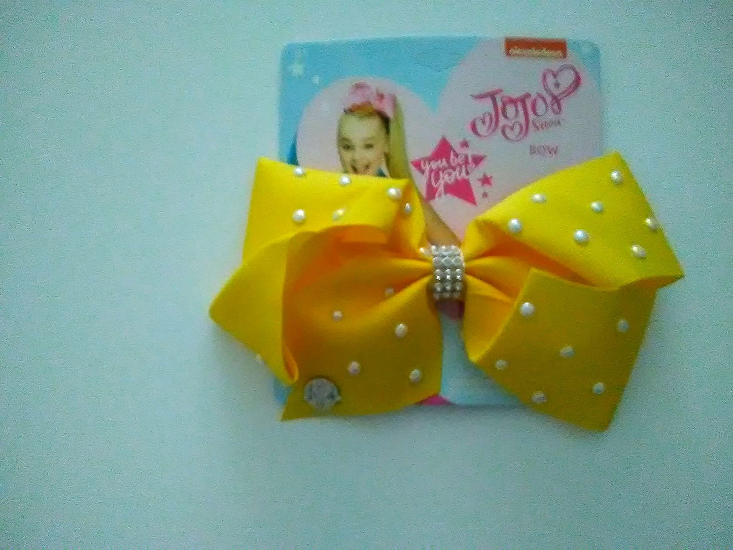 Jojo Yellow Hair Bow Pearls and Diamonds design