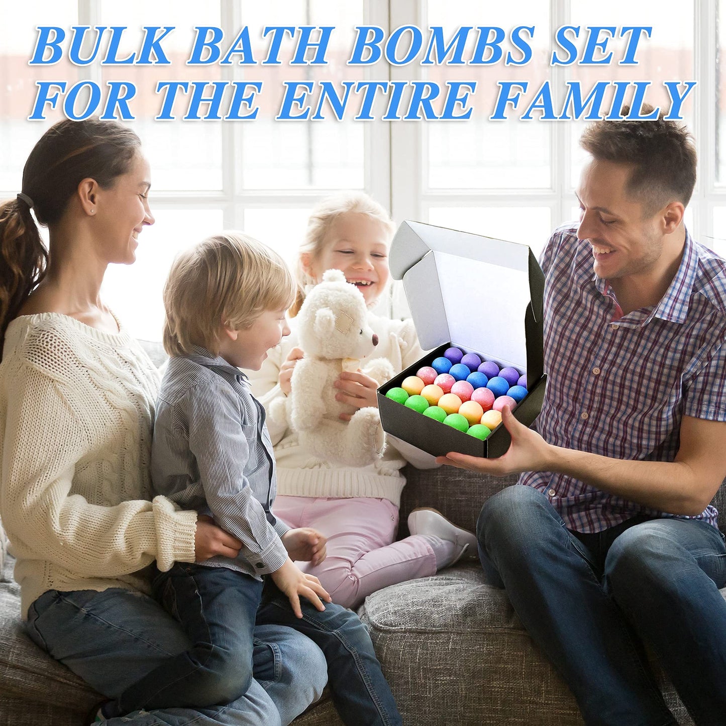 Relaxing Bath Bombs for Men & Women! 50 Wholesale Bath Bombs Individually Wrapped. Bulk Aromatherapy Essential Oil Bath Bombs for Adults Teens Kids!…