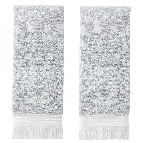 SKL Home by Saturday Knight Ltd. Carrick Medallion 100% Turkish Cotton Hand Towel (2-Pack), Gray
