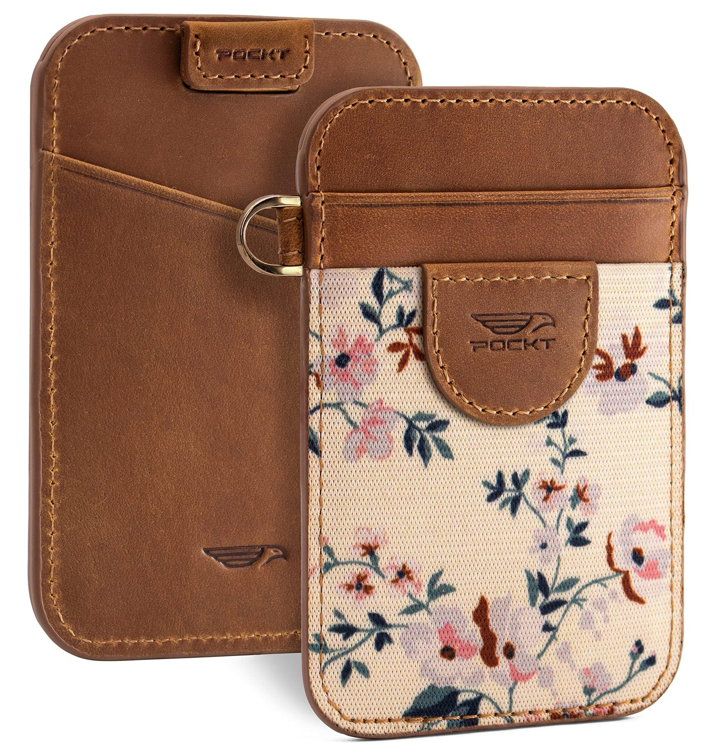 Pockt Slim Card Holder Wallet For Men And Women - Minimalist Front Pocket Elastic Credit Leather Rfid Blocking Case Wallets Bloom