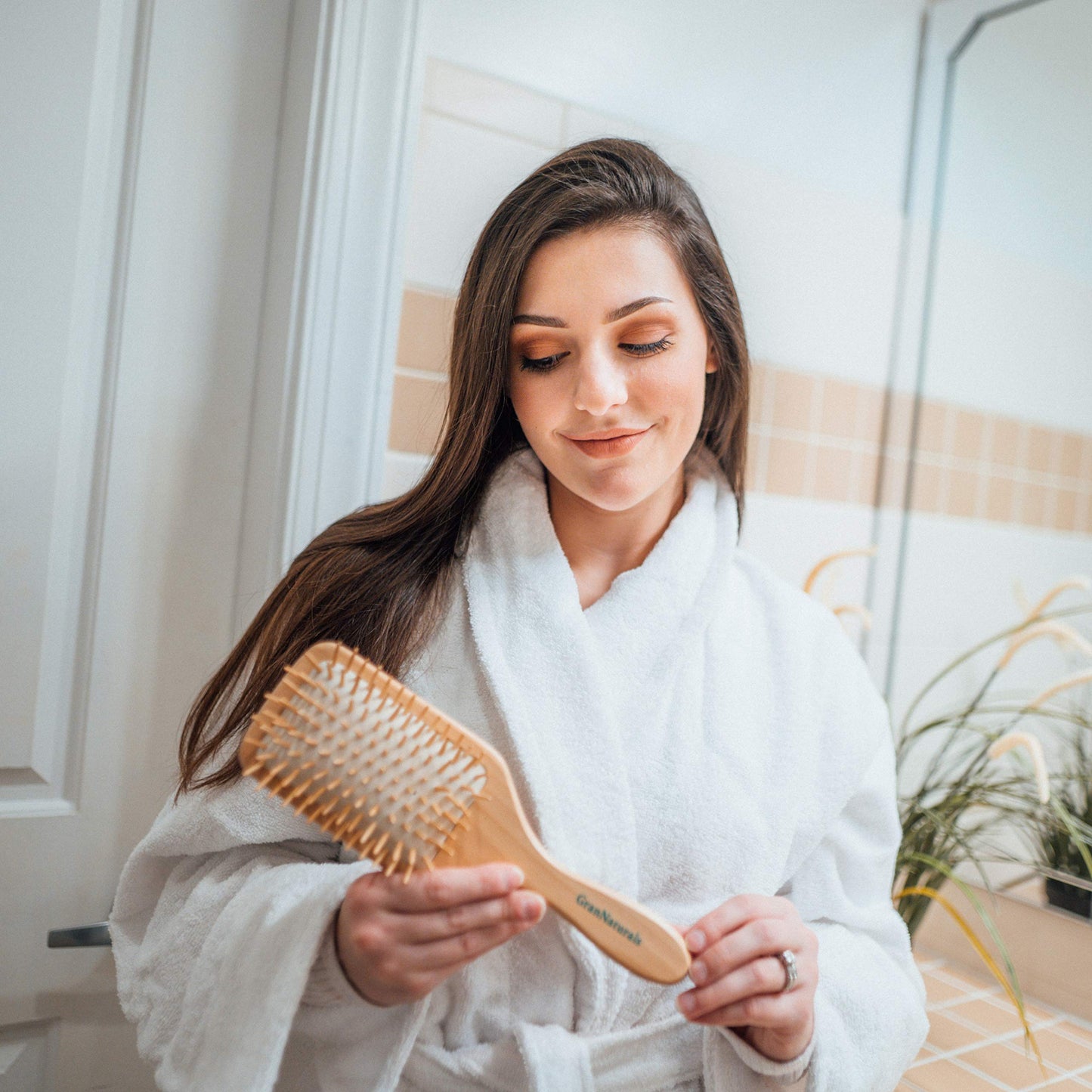 Wooden Bristle Paddle Hair Brush | Length 10.25" Width 3.5"| Large Flat Natural Eco Friendly Wood Handle Hairbrush for Men & Women with Thick, Curly