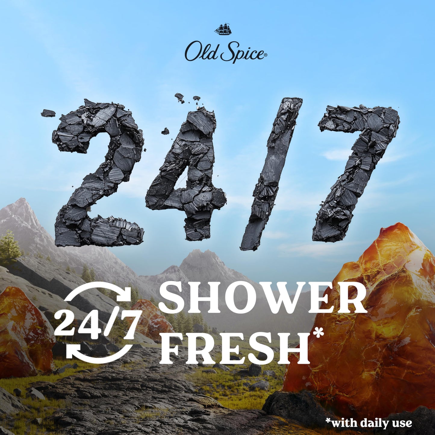 Old Spice Cleansing Body Wash for Men, 24/7 Shower Fresh with Lasting Scent, Exfoliate & Moisture, Gentle on Skin, Vitamin B3, Volcano with Dark Cedar