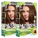 Garnier Nutrisse Ultra Crème Hair Color, Permanent Hair Dye with 100% Gray Coverage, Vegan & Cruelty-Free, 53 Medium Golden Brown (Chestnut), 2 Count