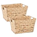 DII Hyacinth Collection Storage Baskets, Medium Set (11x9x7"), Natural, 2 Piece