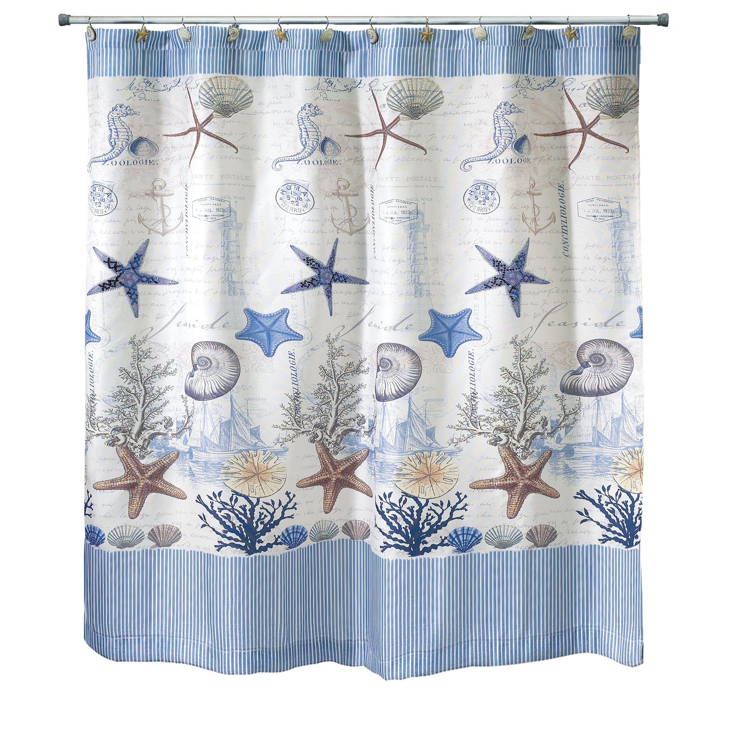 Avanti Linens - Fabric Shower Curtain, Nautical Bathroom Decor (Antigua Collection, 72")
