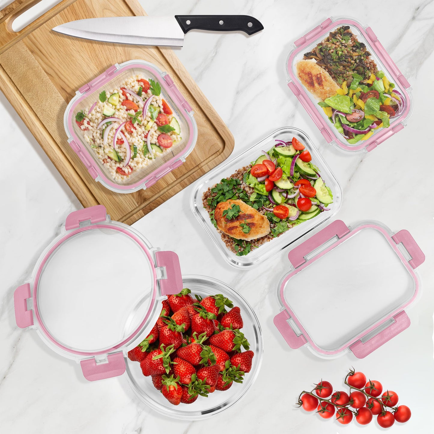 Sorbus 16pc Glass Meal Prep Containers Set - 8 Round 32oz Containers with Airtight Lids - Freezer, Dishwasher, Oven Safe - Reusable Food Storage…