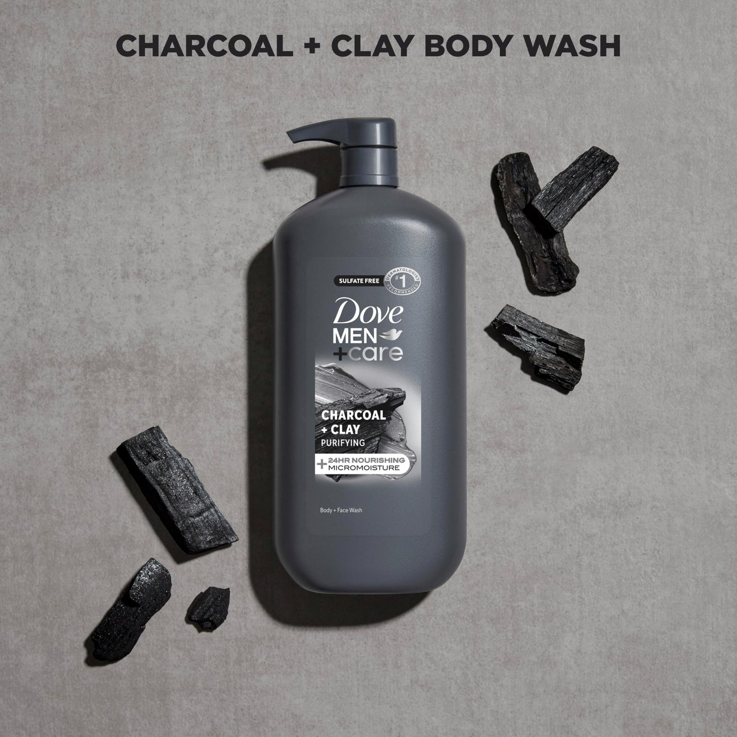 DOVE MEN + CARE Body and Face Scrub Charcoal + Clay Body Wash for Men with 24-Hour Nourishing Micromoisture Technology 30 oz Beauty & Personal Care DOVE MEN + CARE