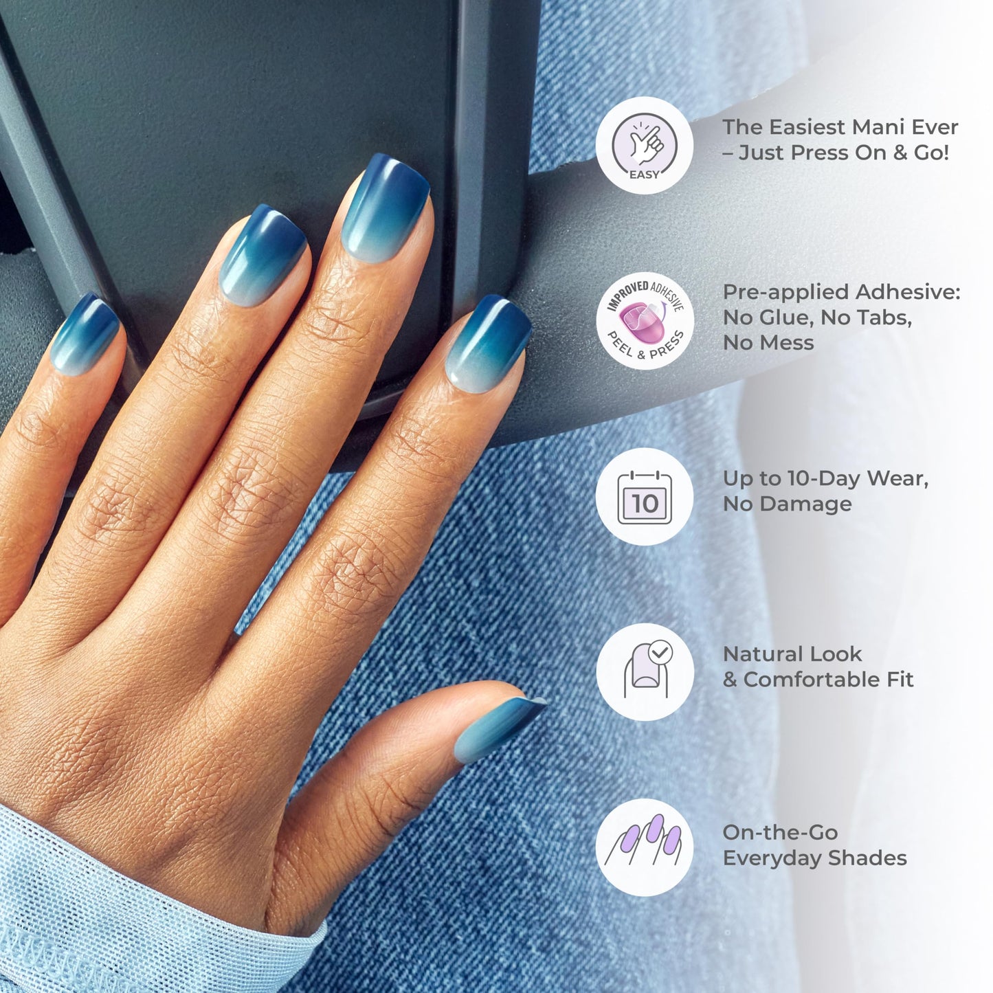 Kiss Impress Color Press-On Nails, Nail Kit, PureFit Technology, Short Length, “Picture Purplect”, Polish-Free Solid Color Manicure, Includes Prep Beauty & Personal Care imPRESS
