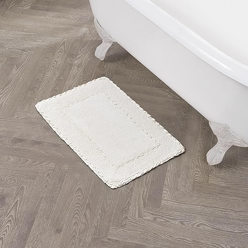 Laura Ashley Ruffle Border 100% Cotton Bath Rug, Ivory, 17"x 24"