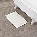 Laura Ashley Ruffle Border 100% Cotton Bath Rug, Ivory, 17"x 24"