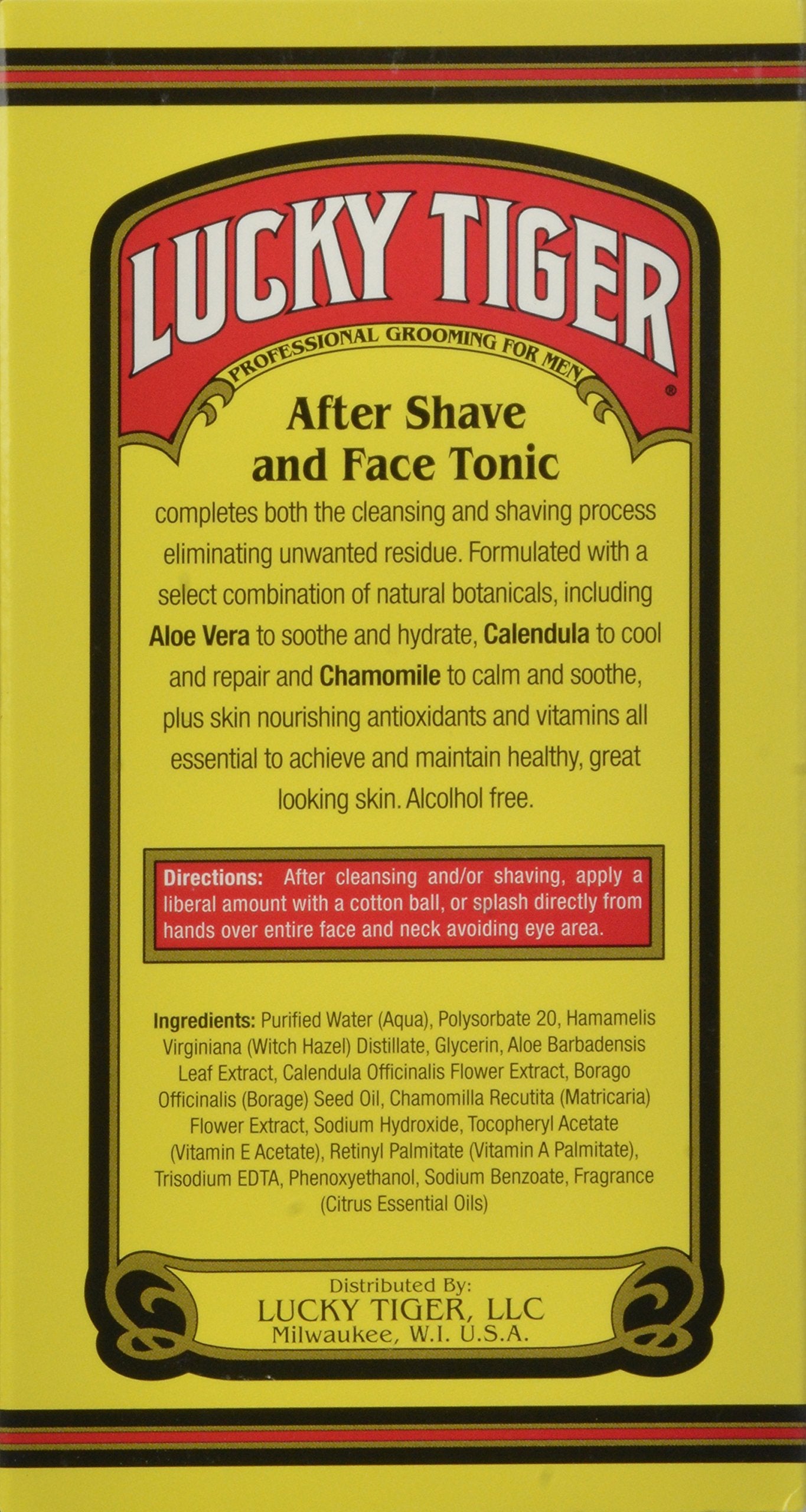 Lucky Tiger After Shave and Face Tonic | Soothes, Refreshes & Hydrates Men’s Skin with Aloe Vera, Calendula & Chamomile | Classic Barbershop Formula |