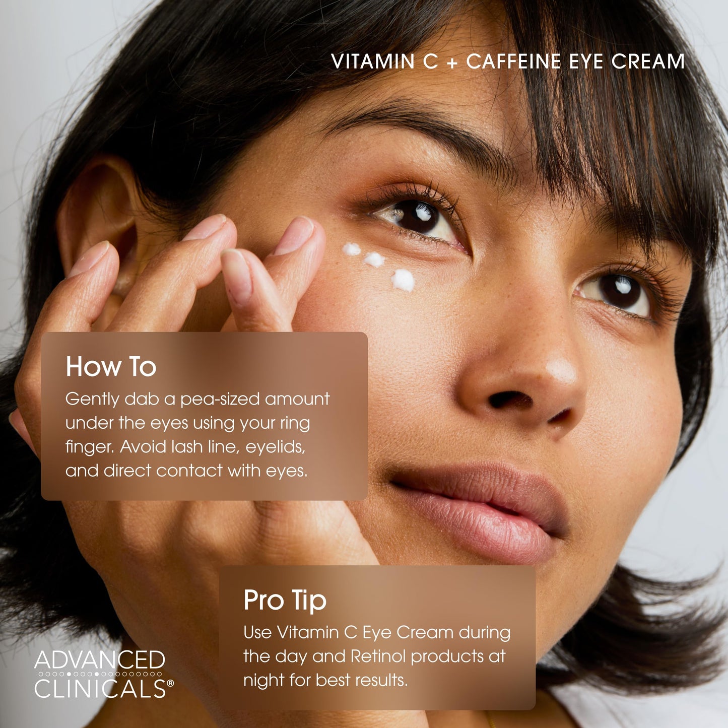 Advanced Clinicals Vitamin C + Caffeine Eye Balm Face Moisturizer | Under Eye Cream For Improving Appearance Of Dark Circles, Puffiness, Bags Under