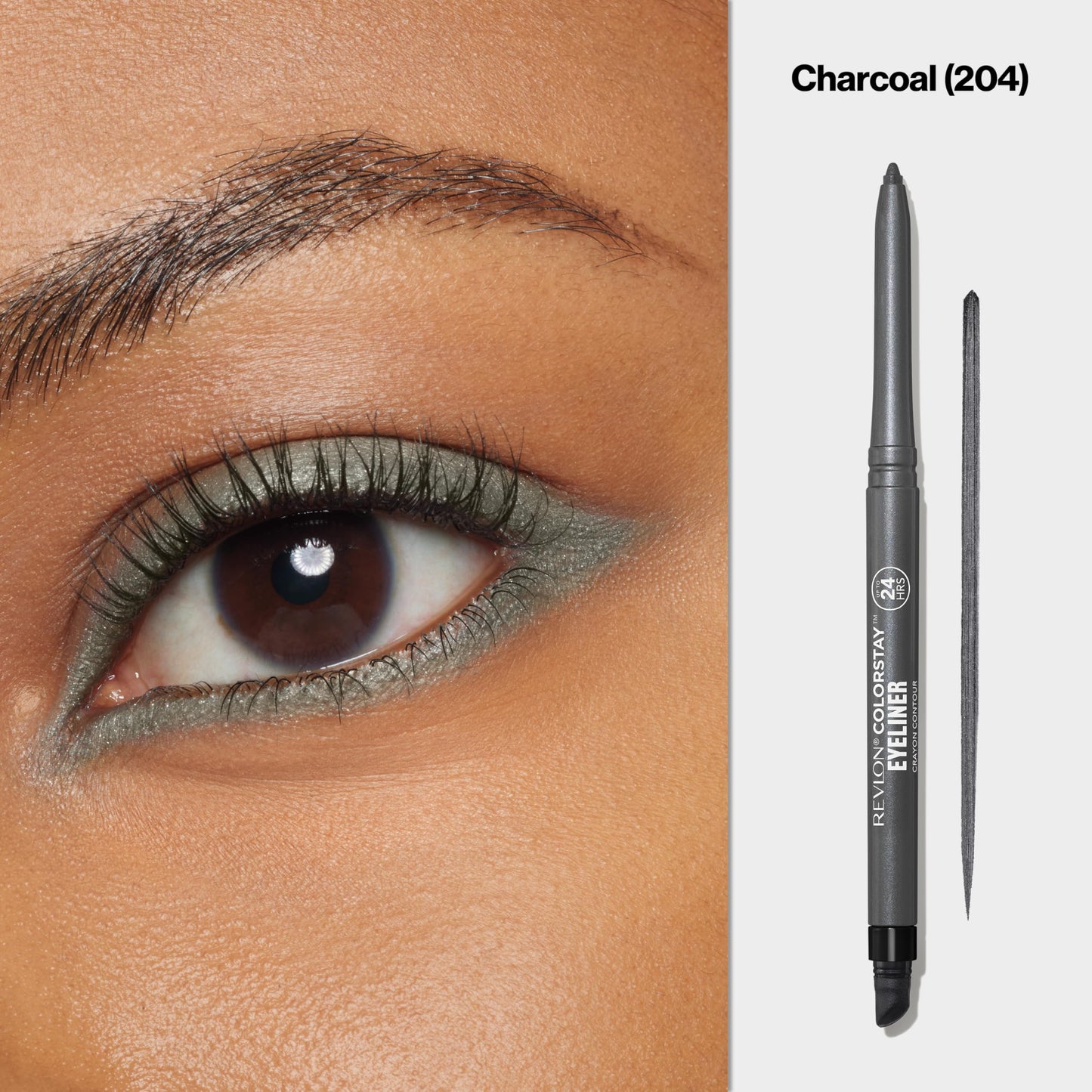REVLON ColorStay Pencil Waterproof Eyeliner, Smudge-Proof, Eye Makeup with Built-In Sharpener, 204 Charcoal, 0.01 oz