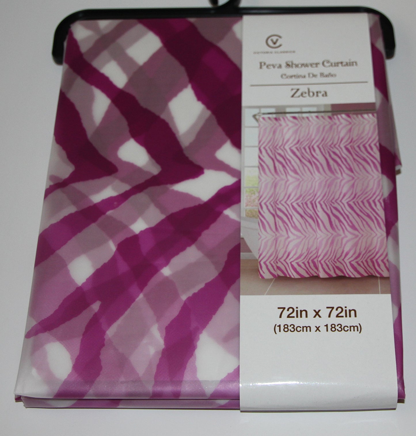Luxury Home Zebra Peva Shower Curtain, Pink