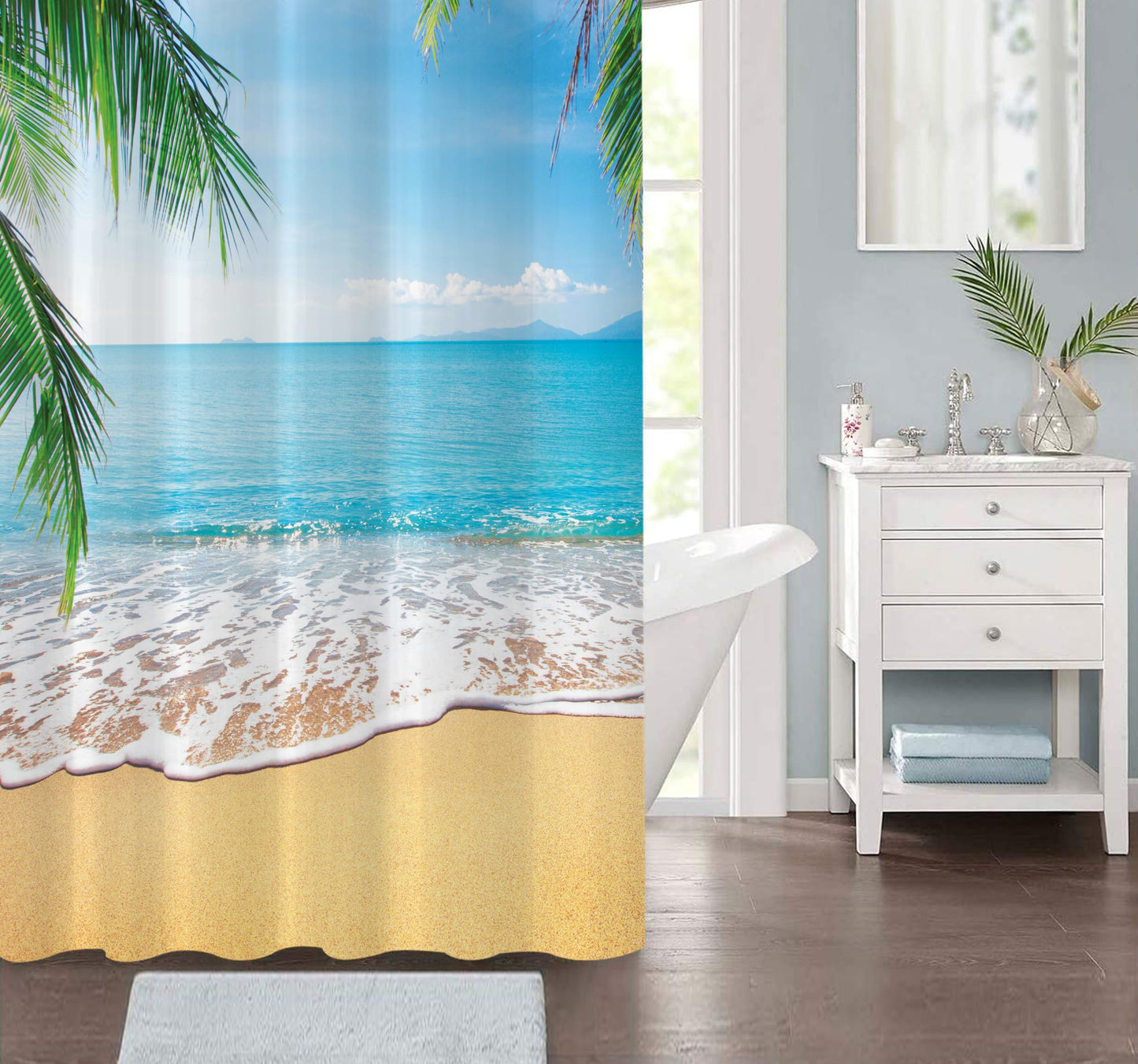 spring Home Tropical Summer Beach Fabric Shower Curtain