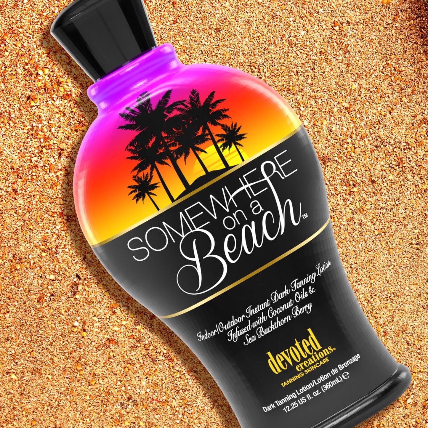 Somewhere on a Beach, Indoor Outdoor, Instant Dark Tanning Lotion 12.25 Ounce