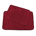 All American Collection Rectangular Non Slip Plush Shaggy Water Absorbent Accent Rug Bathroom Bathtub Microfiber 2 PC Bath Mat Set (Burgundy)