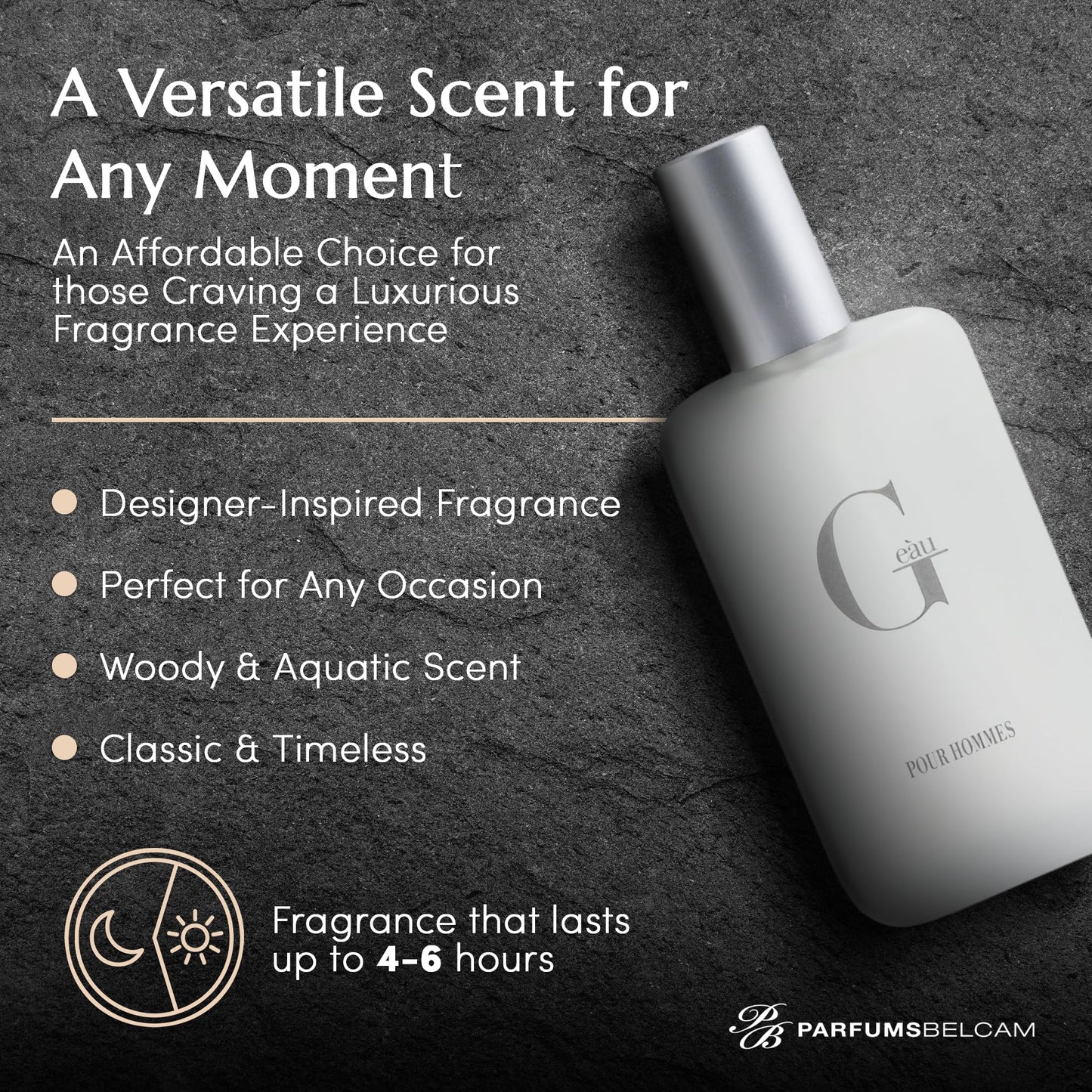 PB ParfumsBelcam G eàu Eau de Toilette Perfume Spray for Men - 3.4 Fl Oz Affordable Long Lasting Cologne, Modern Masculine Scent with Woody Citrus