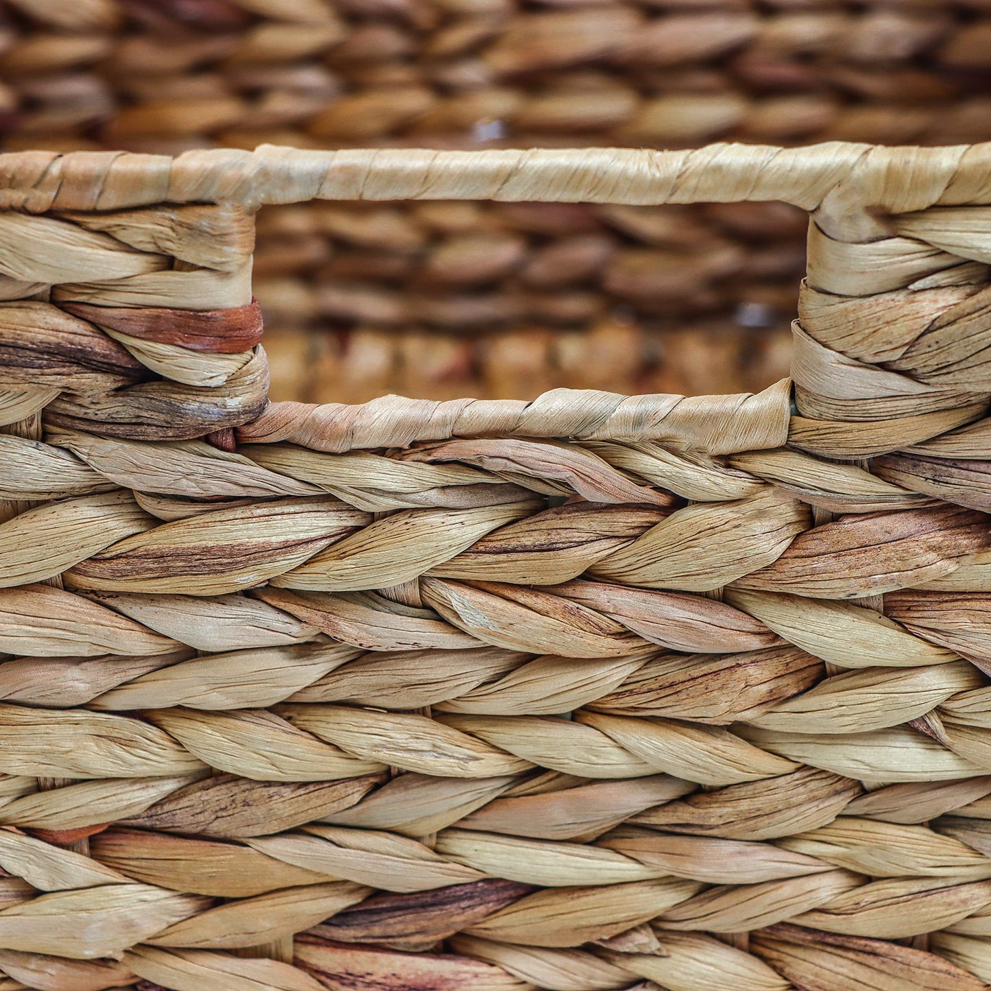 Trademark Innovations Large Foldable Rectangle Woven Wicker Basket Bins for Storage (Set of 4)