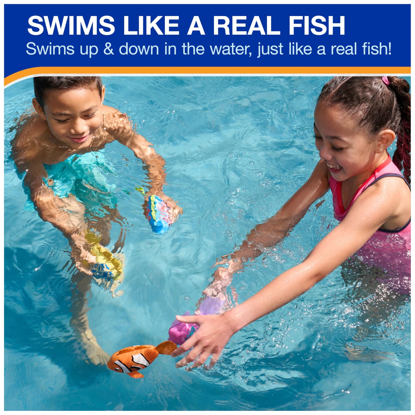 SwimWays Rainbow Reef Fish Toy, Kids Swimming Accessories & Water Toys, Learn to Swim Pool Toys for Kids Ages 5 & Up, Batteries Included, Lebron Waves