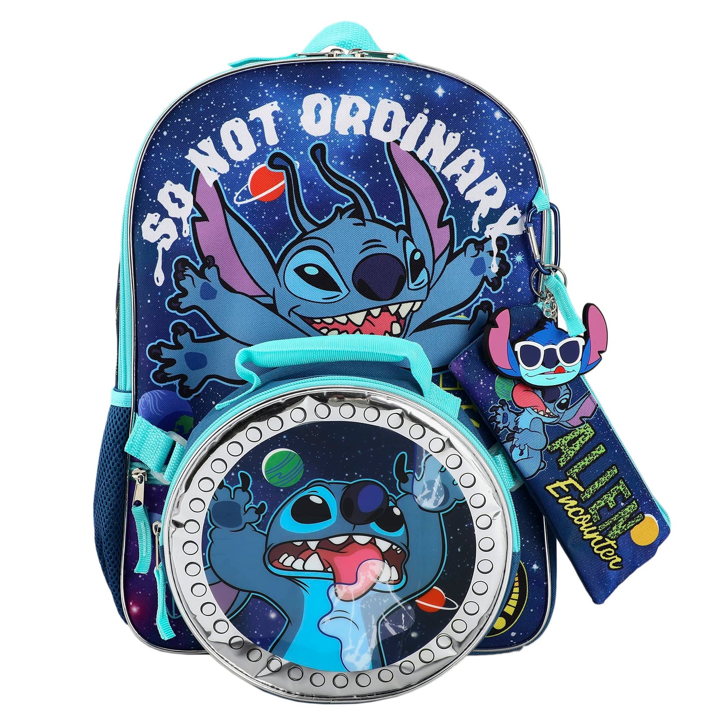 BIOWORLD Unisex Lilo & Stitch 5 Piece Backpack Set (Little Kid/Big Kid), Purple, One size