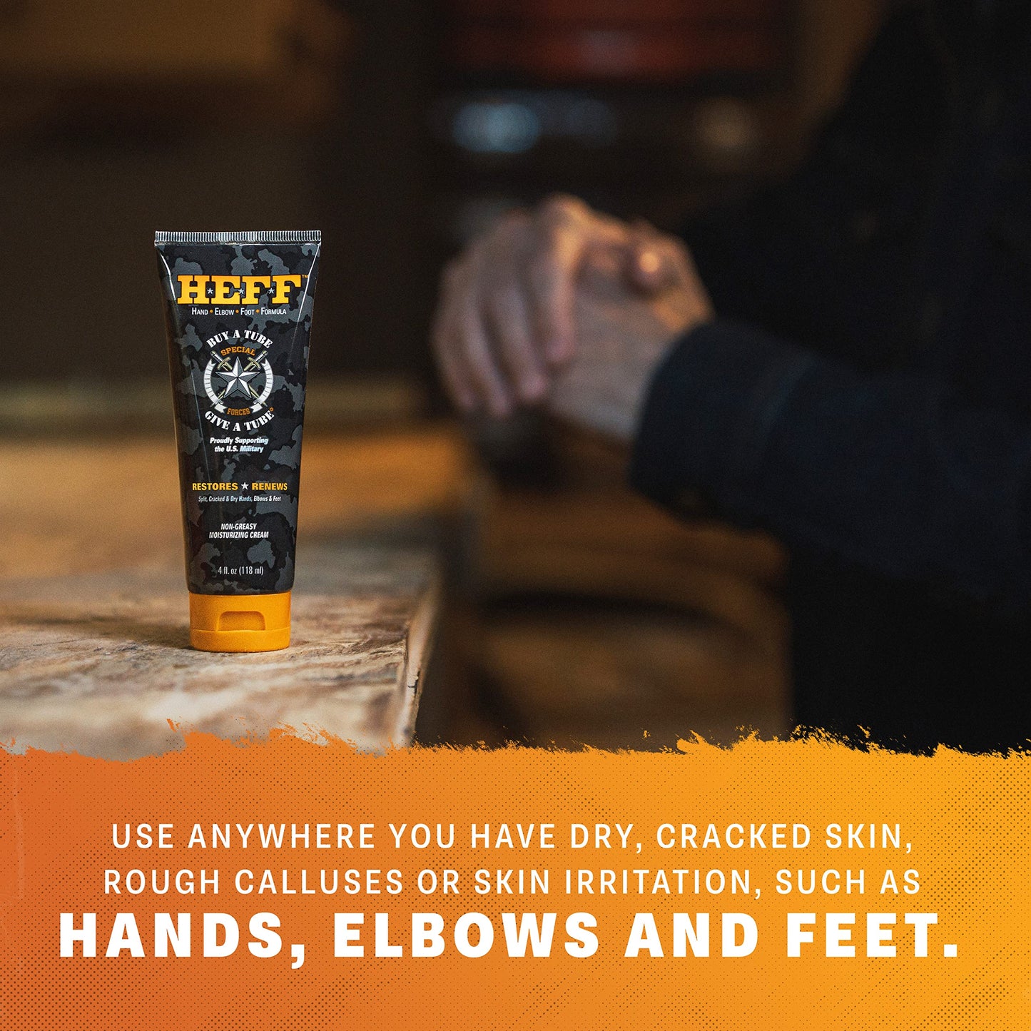 HEFF Hand Elbow Foot Formula Moisturizing Lotion, 4 oz., 2 Pack - For Dry, Flaky Skin, Paraben-Free, Dry Skin Relief, black