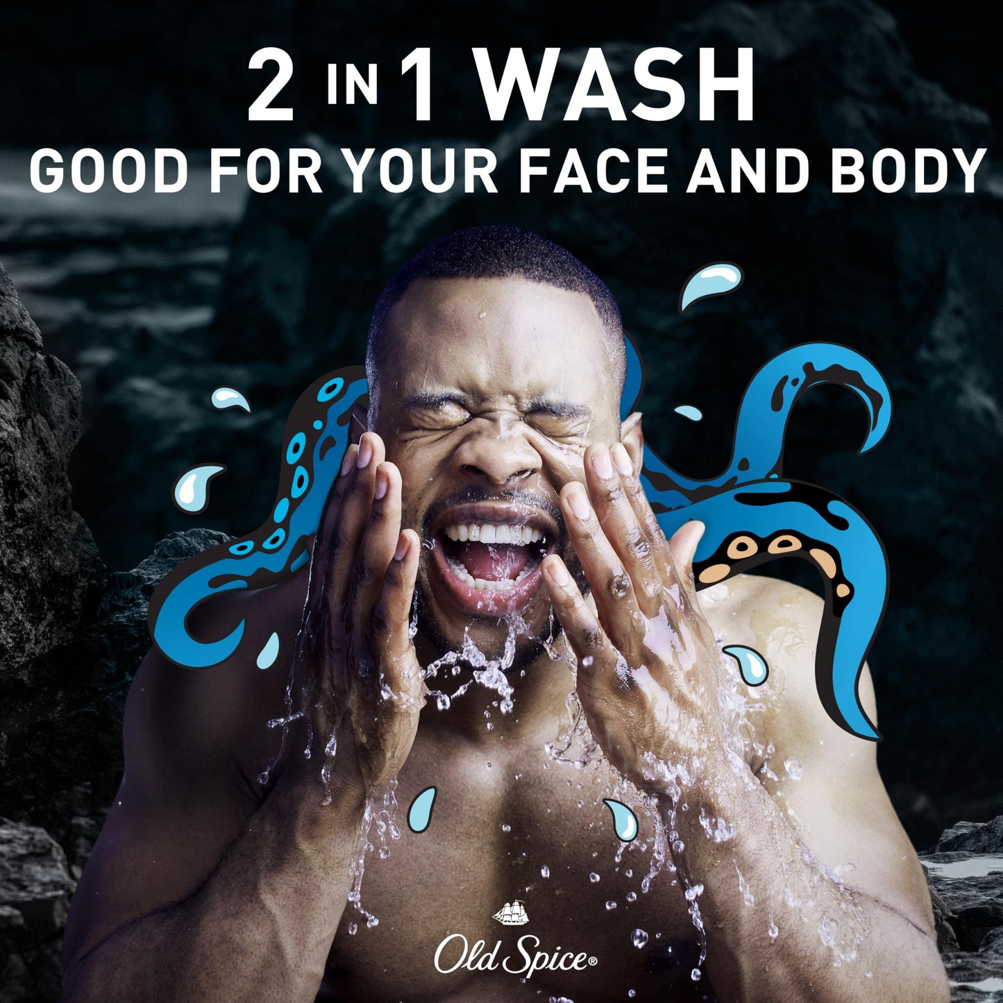 Old Spice Cleansing Body Wash for Men, 3X Defense, 24/7 Shower Fresh with Lasting Scent, 2-in-1 Body & Face Wash, Krakengard with Deep Ocean Scent