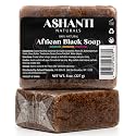 Ashanti Naturals African Black Soap Bar | Unscented Natural Black Soap with Raw Shea Butter and Coconut Oil - 8oz Bar