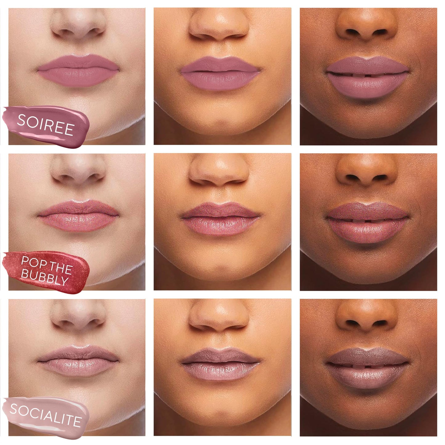 Mirabella 3 Pack Lip Gloss Trio - Highly Pigmented Shimmer Lip Gloss Non Sticky with Hydrating Medical Grade Lanolin for Chapped Lips, Lip Gloss for