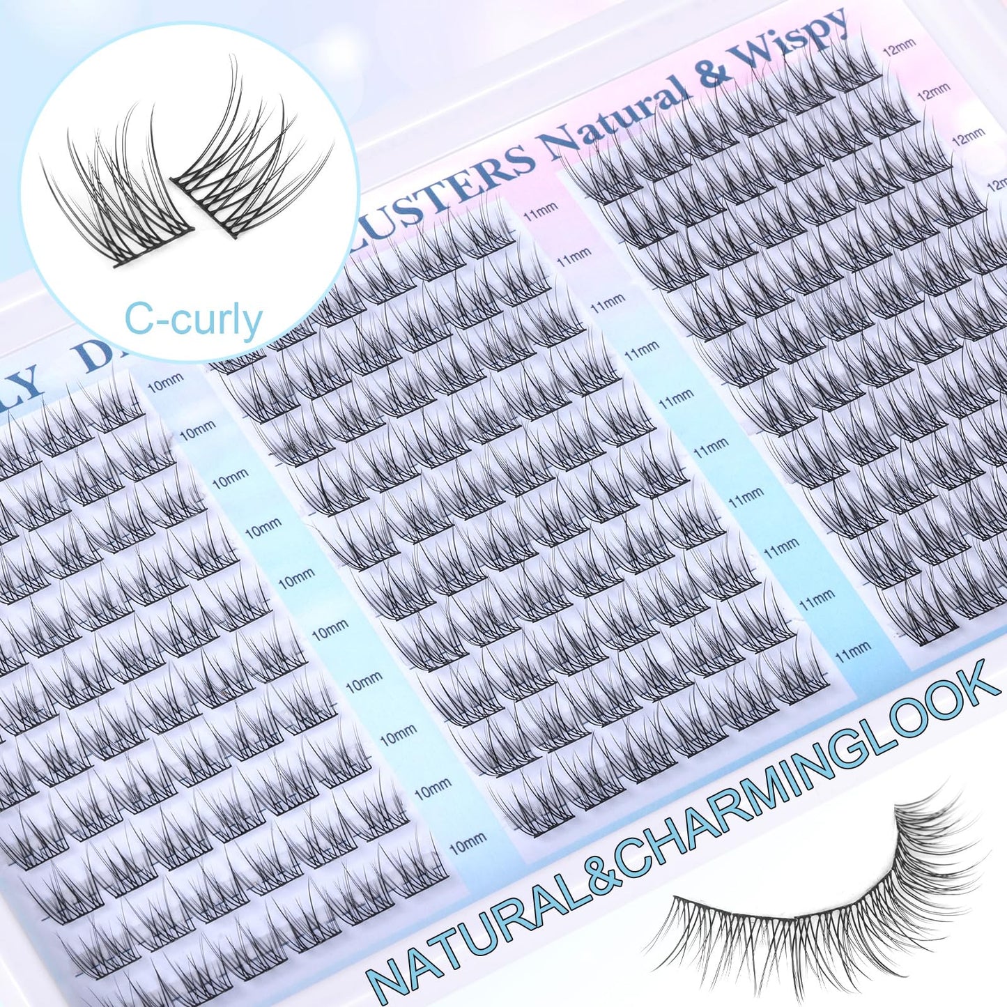 Lash Clusters Wispy Eyelash Clusters CC-Curly Cluster Lashes zanlufly Natural Individual Lashes 180Pcs Eyelash Extension 10-12MM DIY Lash Extension Beauty and Personal Care zanlufly
