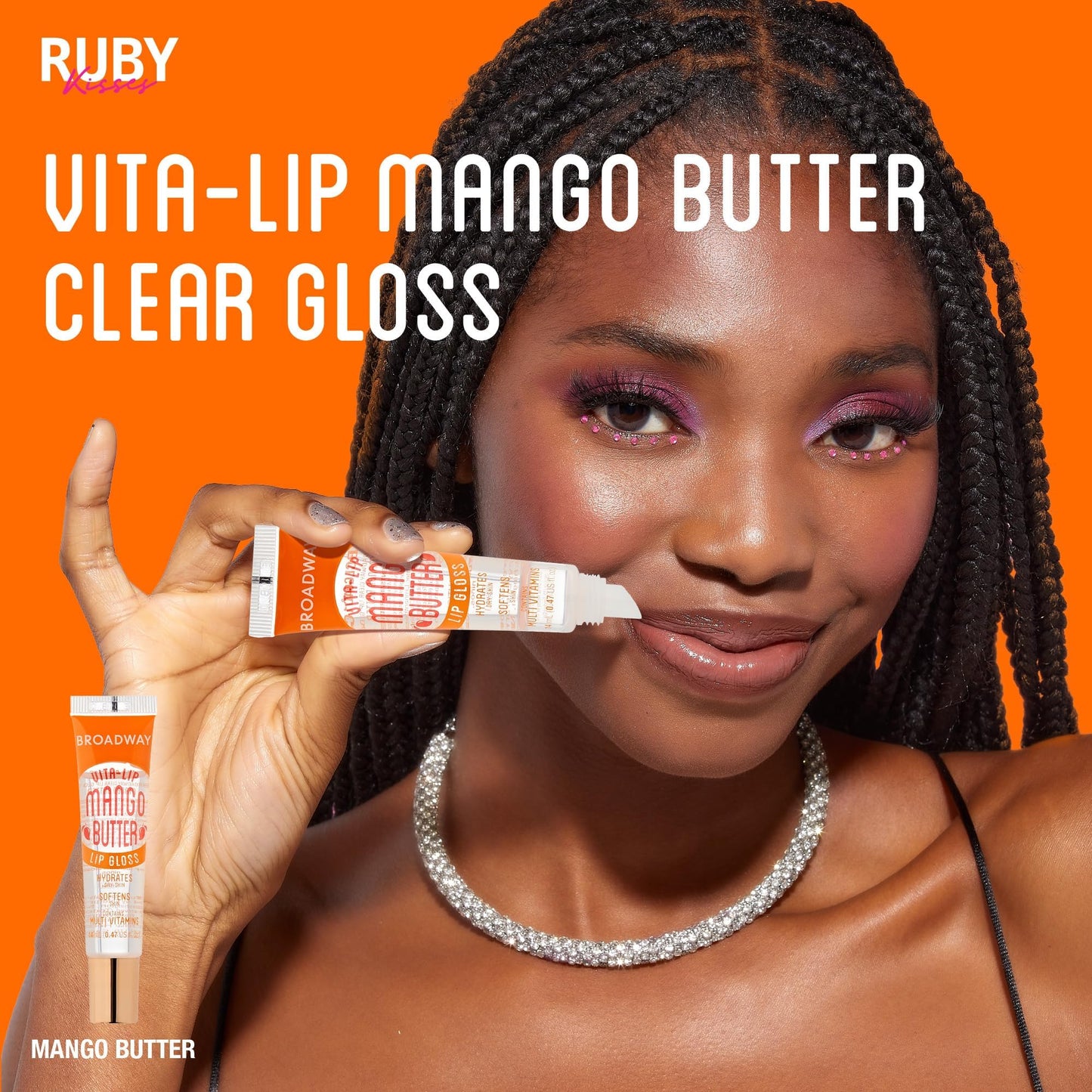 Ruby Kisses Broadway Vita-Lip Clear Lip Gloss (Mango Butter 6 Pack), Ultra-Hydrating & Soothing Formula with Multi-Vitamin Oils, High-Shine Non-Sticky