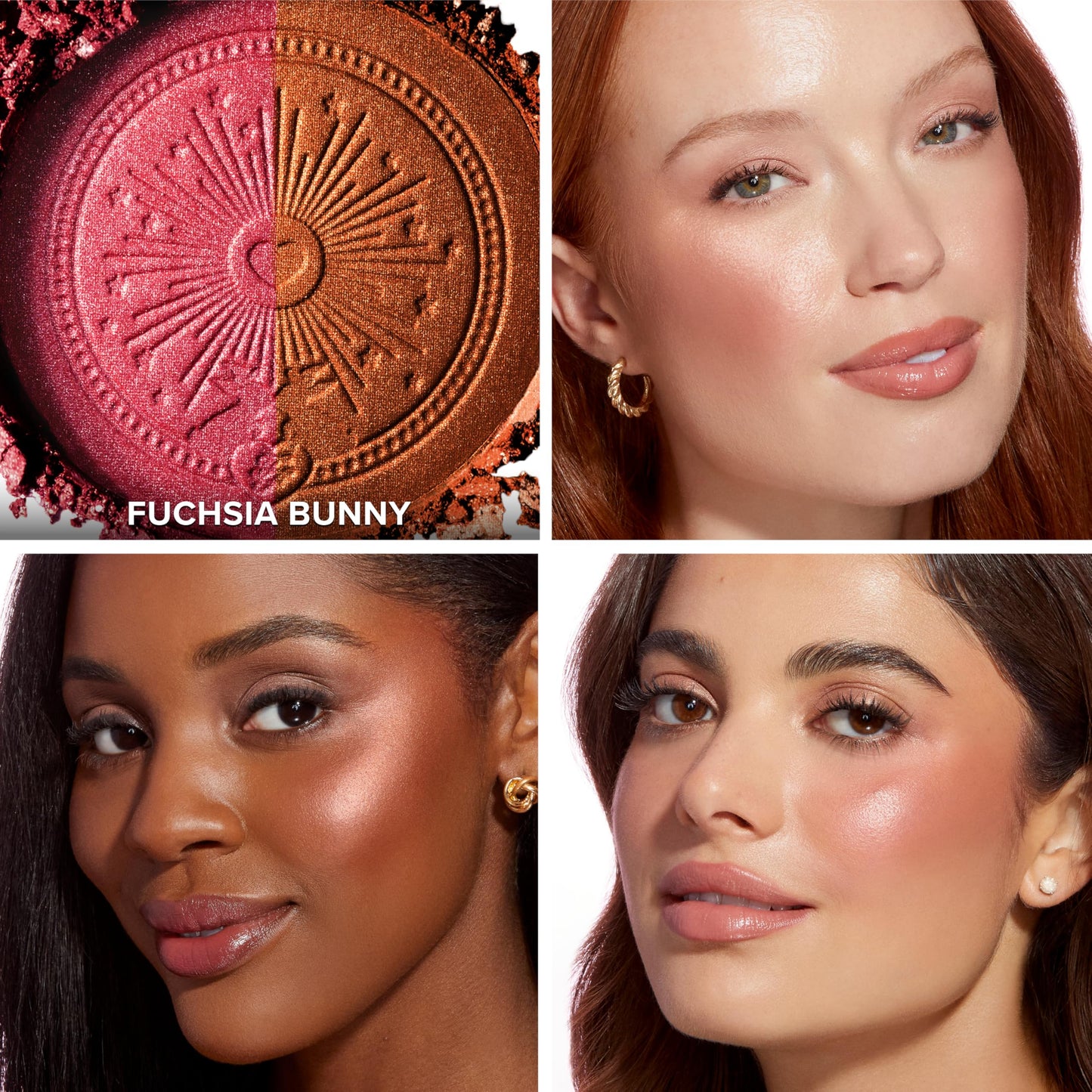Too Faced Sun Bunny Blushing Bronzer | Dual-Shade Sheer, Luminous Bronzer Blush with Pink Undertones to Mimic Natural Flush, Fuchsia Bunny, 0.28 Ounce