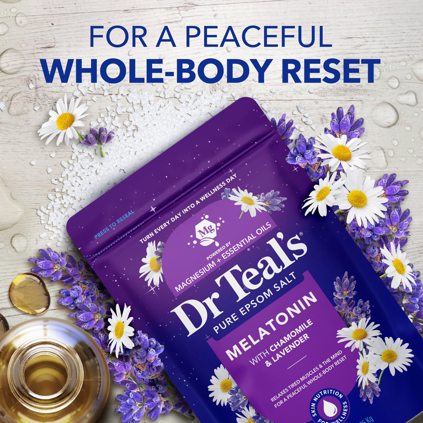 Dr Teal's Epsom Salt Magnesium Soak, Sleep Blend with Melatonin, Lavender & Chamomile Essential Oils, 3 lbs Beauty and Personal Care Dr Teal's