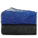African Net Sponge, 2 Pieces Exfoliating Premium Nylon Bathing/Wash Net for Daily Back Body Scrub Scrubber Shower Net (Black, Blue) …