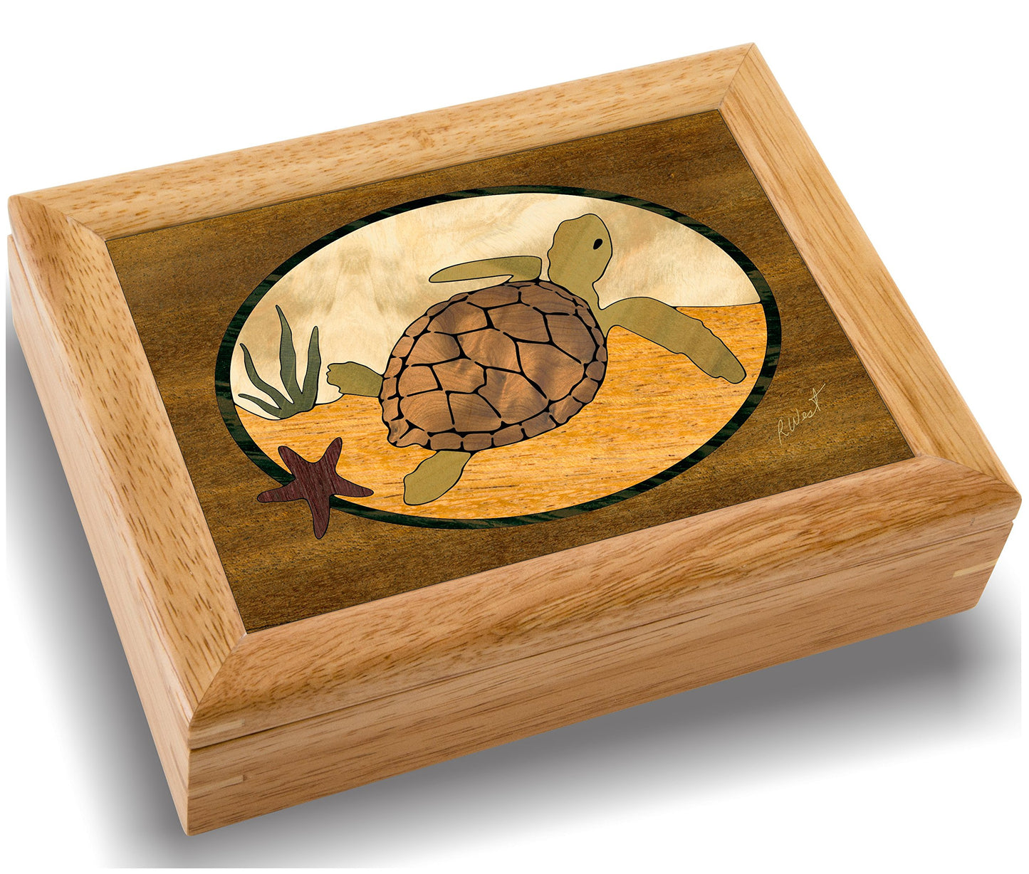 MarqArt Sea Turtle Wood Jewelry Box - Handmade USA - Unmatched Quality - Unique, No Two are the Same - Original Work of Wood Art - A Gift, Ring or…