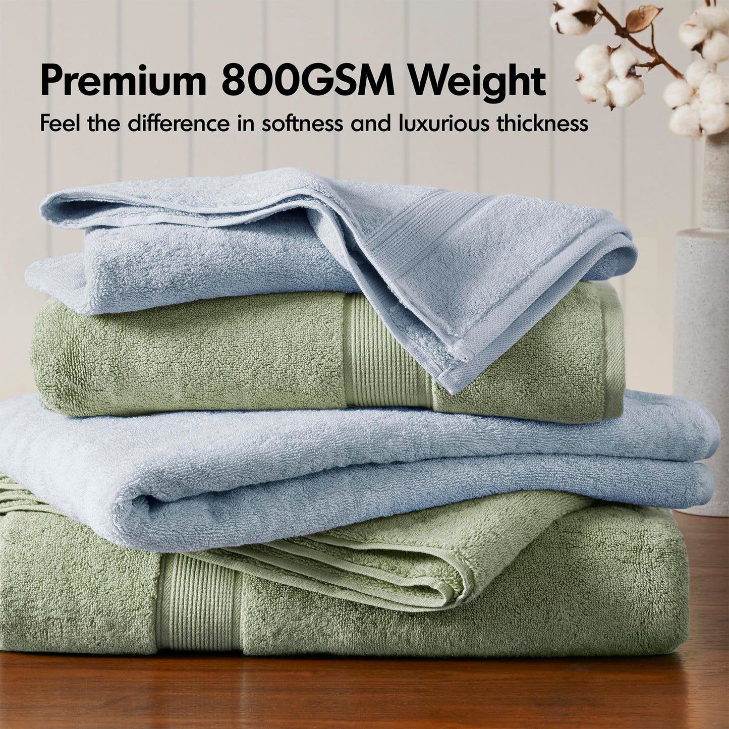 Madison Park 800GSM Bathroom Towel Set of 8 100% Cotton Bath Towel Set for Bathroom Luxurious Highly Absorbent 2 Bath Towels 2 Hand Towels 4…