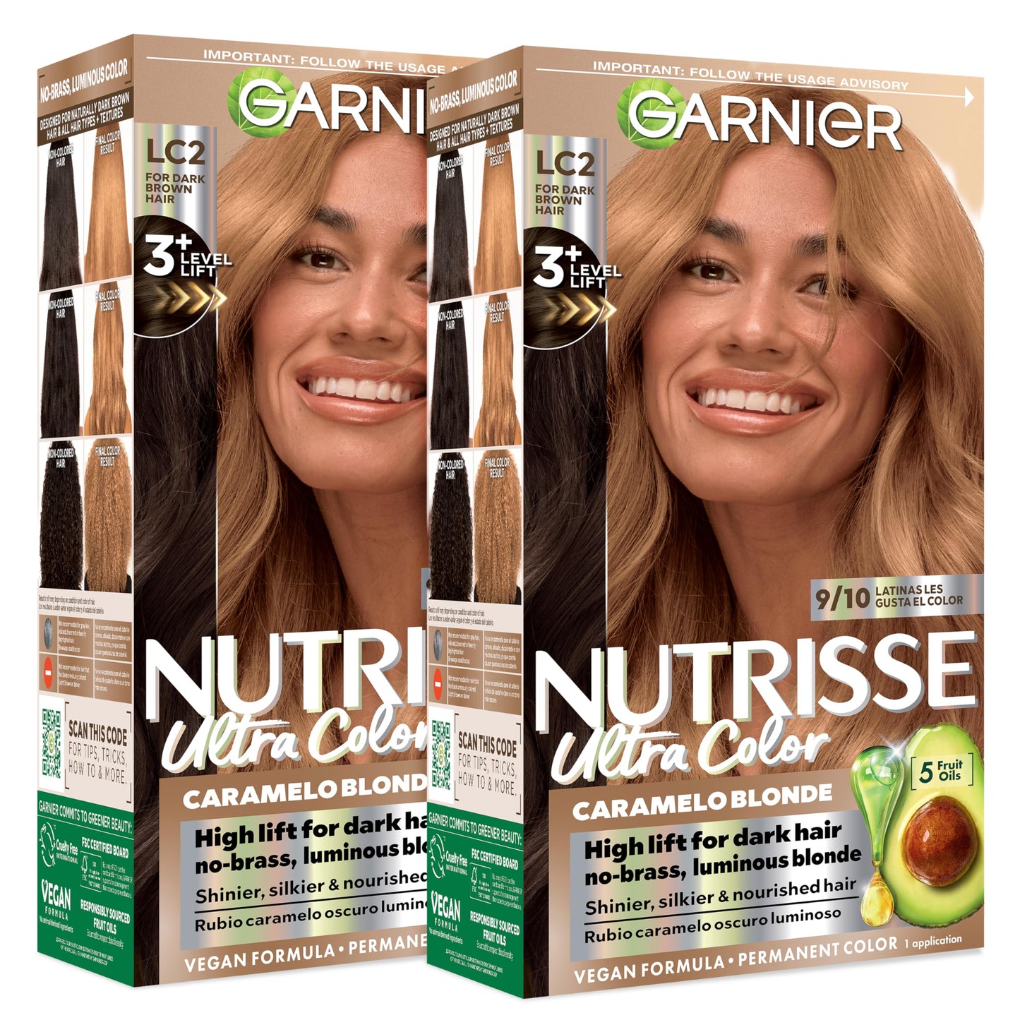 Garnier Nutrisse Ultra Color Hair Color, Permanent Hair Dye for Up to 8 Weeks of Bold, Vibrant Results, Vegan & Cruelty-Free, LC2 Hi-Lift Dark Blonde