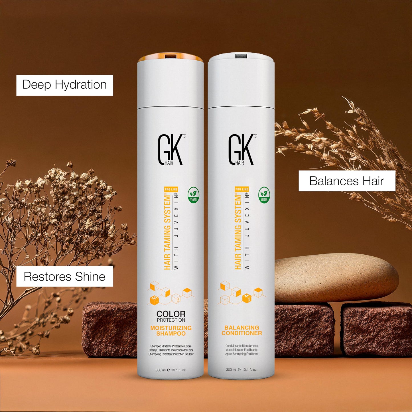 GK HAIR Vegan shampoo & Conditioner set - Organic Shampoo & Conditioner Set For Medium Hair -Made with Keratin, Aloe vera and Jojoba Seed oil- Paraben