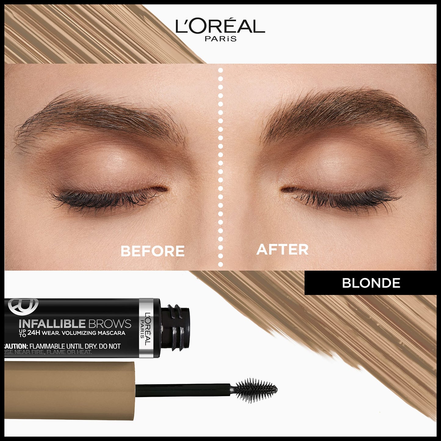 L'Oreal Paris Infallible Volumizing 24H Wear Brow Mascara, Long Lasting Eyebrow Makeup for 2X Fuller Eyebrows, 7.0 Blonde, 0.13 Fl Oz Beauty and Personal Care L'Oreal Paris