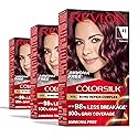 Revlon ColorSilk with Bond Repair Complex, Burgundy Permanent Hair Color, 100% Gray Coverage, Ammonia Free Hair Dye, Vegan Keratin, 48 Burgundy (Pack