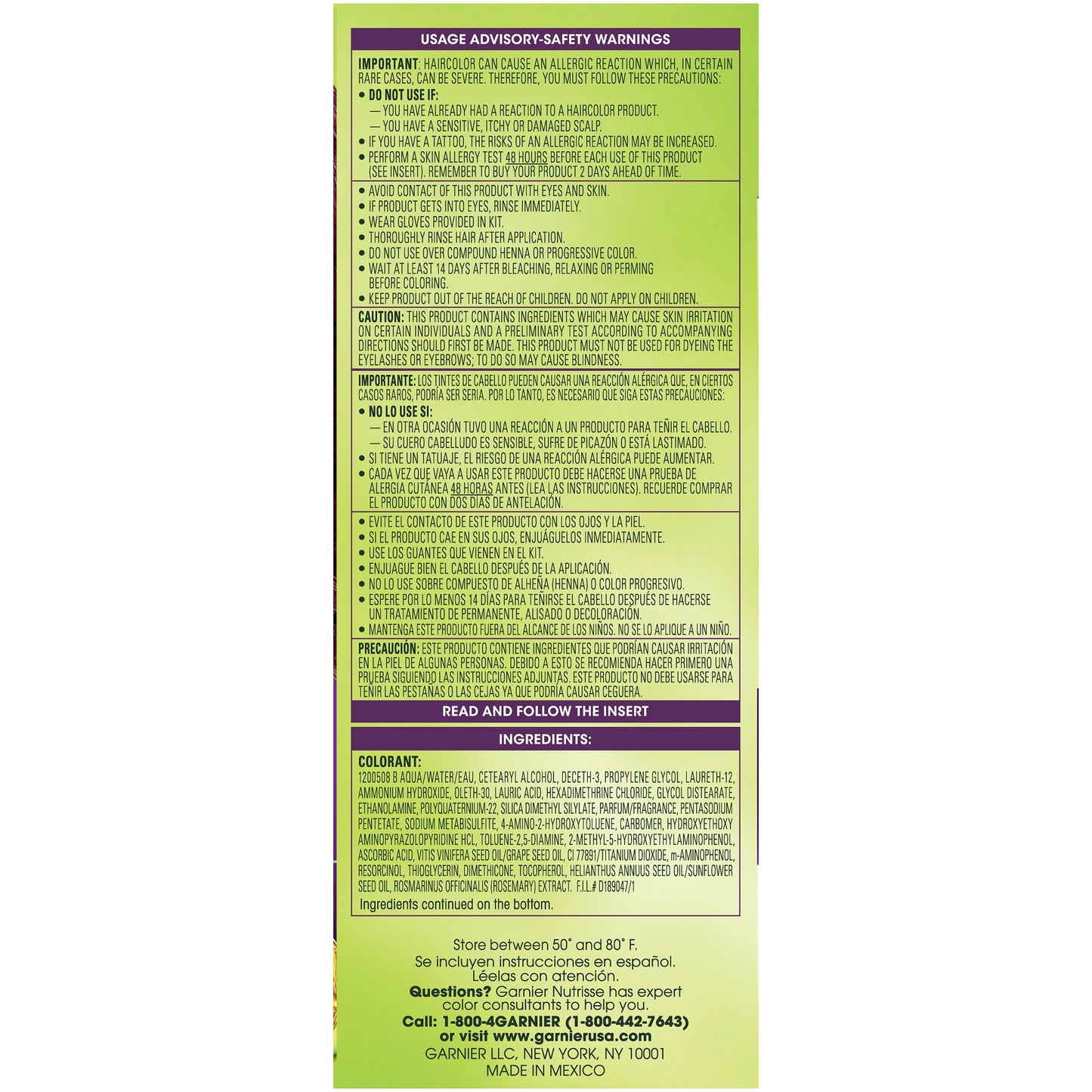 Garnier Nutrisse Ultra Color Nourishing Permanent Hair Color Cream, V2 Dark Intense Violet (1 Kit) Purple Hair Dye