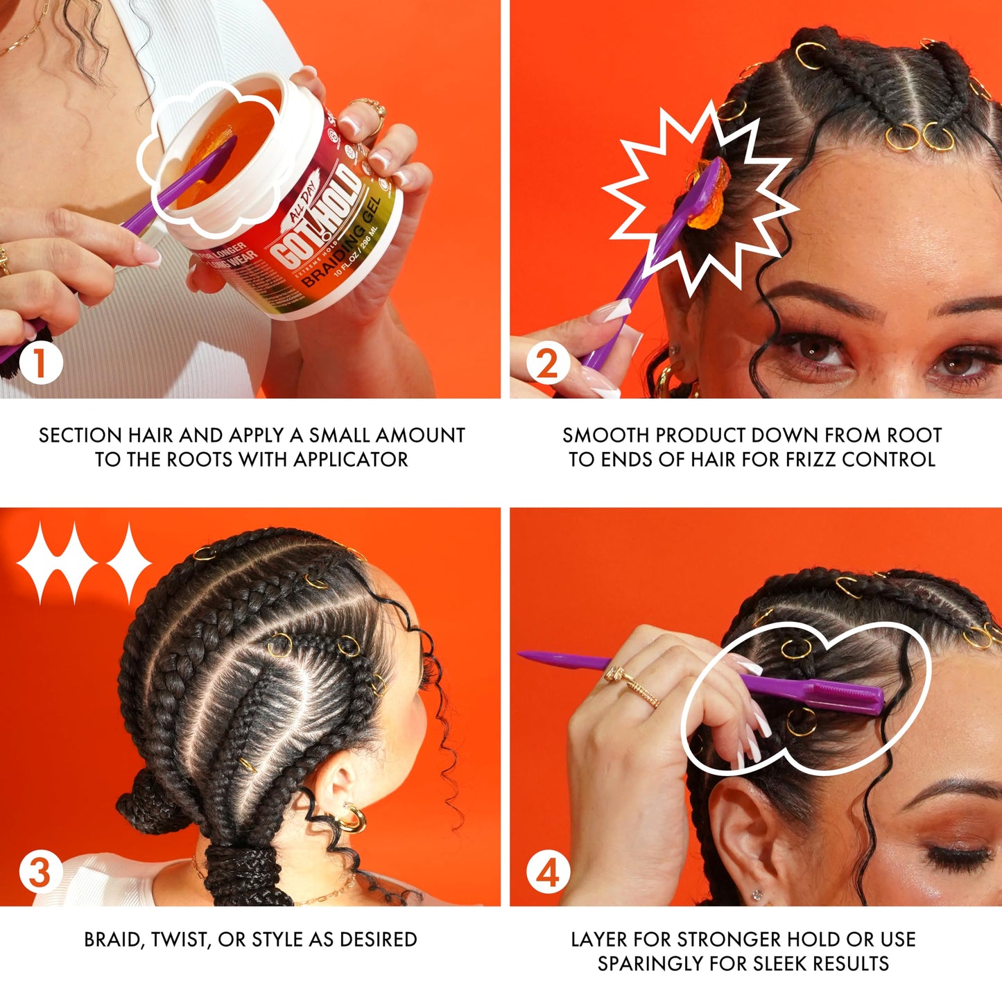 ALL DAY GOT HOLD Braiding Gel for Natural Hair Extreme Hold, Hydrating & Frizz-Free, No Flaking or Drying, High Shine for Braids, Twists, Cornrows
