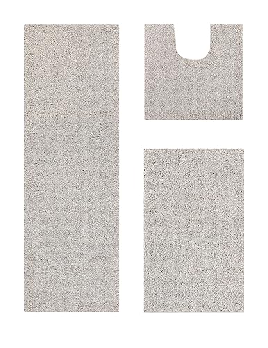Better Trends Micro Plush Collection Tufted 100% Polyester 3 Piece Set (20" x 20" | 21" x 34" | 20" x 60") Bath Rug Set, Beige