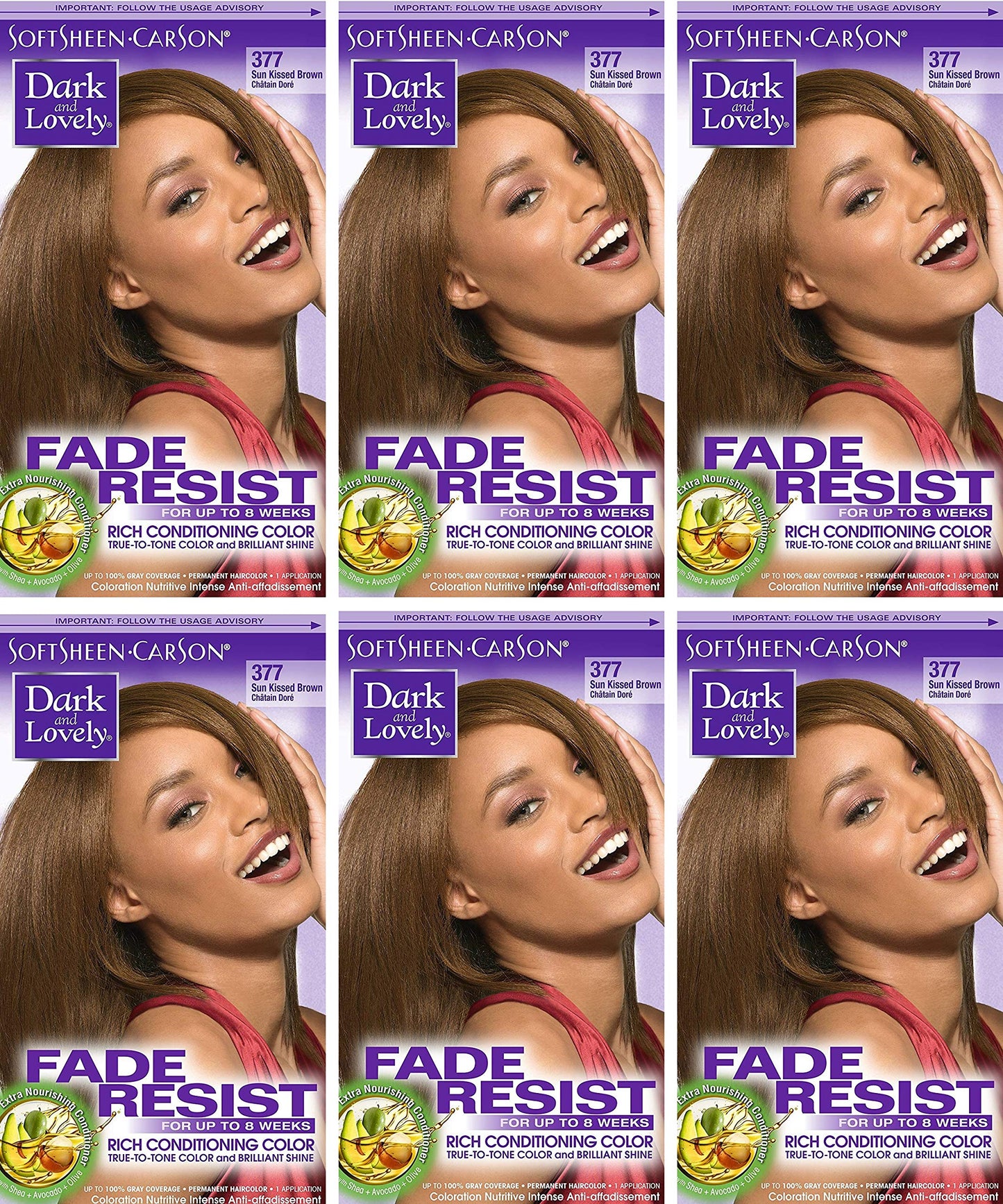 Dark & Lovely Color #377 Sun Kissed Brown (Pack of 6)