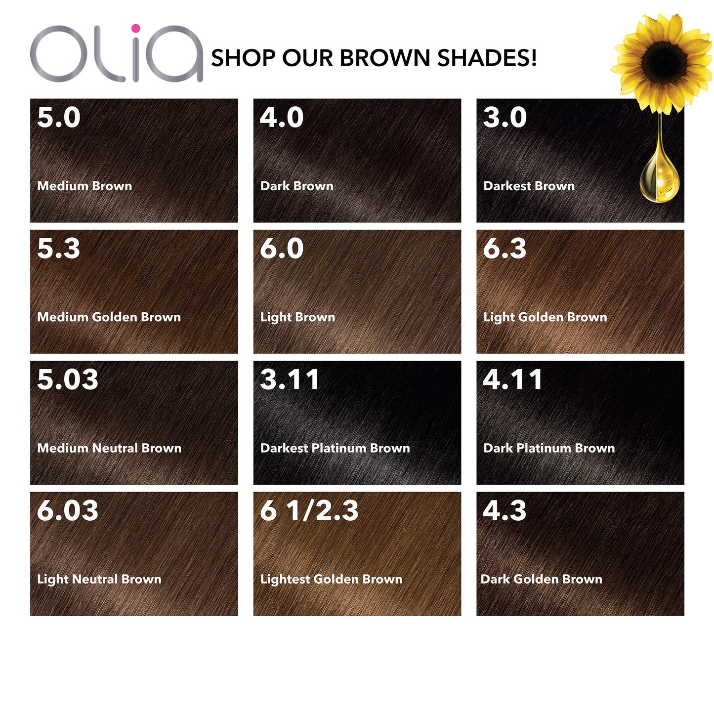 Garnier Olia Ammonia-Free Brilliant Color Oil-Rich Permanent Hair Color, 5.03 Medium Neutral Brown (Pack of 1) Brown Hair Dye